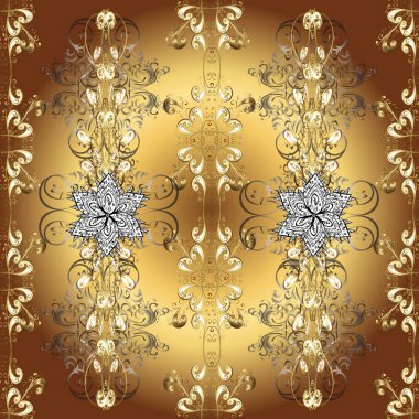 Oriental vektör klasik kahverengi, sarı, bej ve altın desenli. Kusursuz soyut bir arkaplan. Vektör illüstrasyonu.