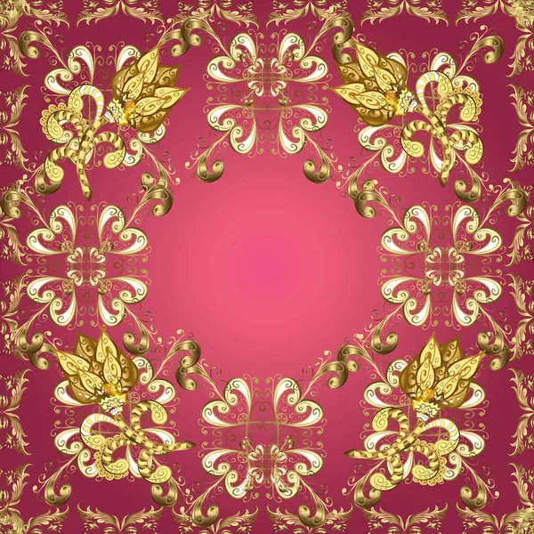 Motif Vintage Sans Couture Sur Les Couleurs Rouge Violet Rose — Image vectorielle