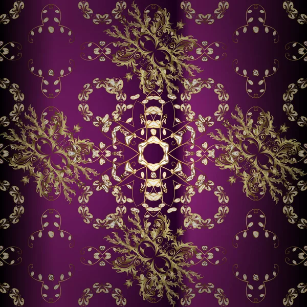 Διάνυσμα Vintage Μπαρόκ Floral Χωρίς Ραφή Μοτίβο Χρυσό Διακοσμητική Διακόσμηση — Διανυσματικό Αρχείο