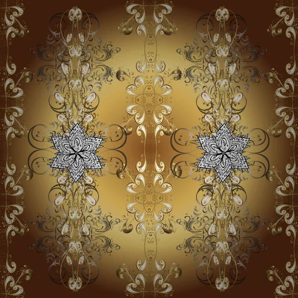 Σχέδιο Λουλουδιού Ταπετσαρία Μπαρόκ Νταμασκ Απρόσκοπτη Διανυσματικό Υπόβαθρο Χρυσά Στοιχεία — Διανυσματικό Αρχείο