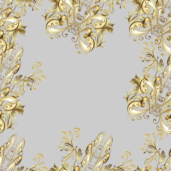 Damask Seamless Repeating Pattern Gold Floral Ornament Baroque Style Antique — Stock Vector