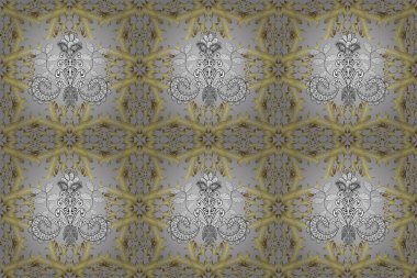 Kusursuz klasik gri, sarı, nötr ve altın desenli. Geleneksel oryantasyon süsü. Klasik klasik klasik arka plan. Raster..
