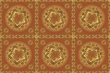 Kahverengi, sarı ve bej renklerde altın elementlerle geleneksel klasik altın desen. Barok tarzında kusursuz bir doğulu süsü..