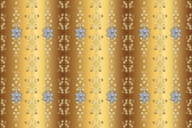 Doğu tarzında klasik tasarım. Çiçek süsü ile kusursuz desen. Süslü dantel iz sürücü. Duvar kâğıdı için altın süslü bir illüstrasyon. Geleneksel Arap dekoru bej, kahverengi ve sarı renkler.