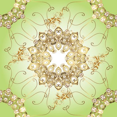 Altın pürüzsüz desen. Bej, kahverengi ve altın elementli nötr renklerde altın desen. Düz elle çizilmiş klasik koleksiyon. Arkaplan, kumaş, altın duvar kağıdı.