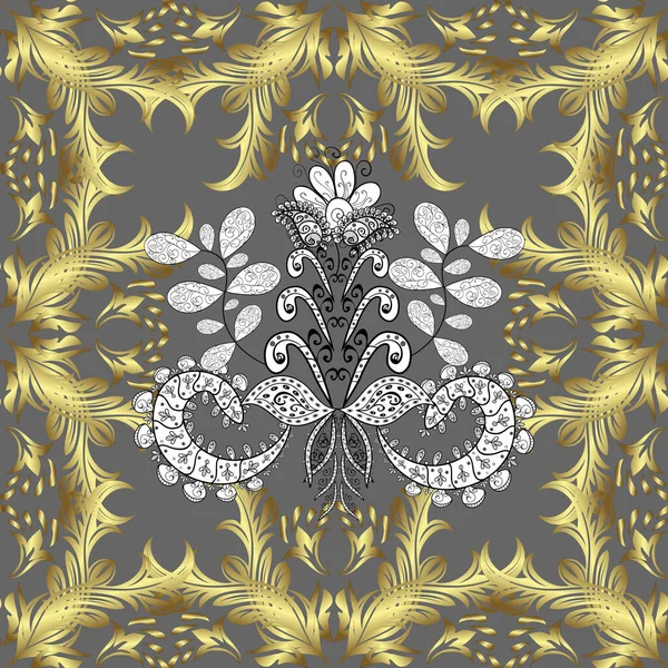 Ornate Decoration Golden Pattern Neutral Yellow Gray Colors Golden Elements — Stock Photo, Image