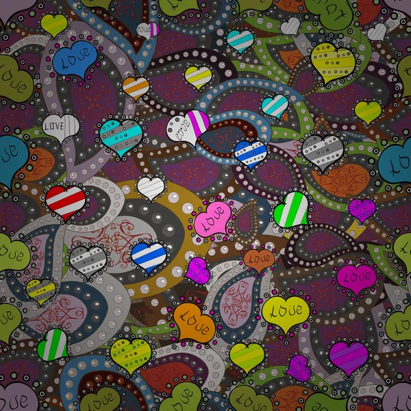 Малюнок Стилі Ескізів Коричневих Сірих Фіолетових Кольорах Абстрактний Безшовний Візерунок — стоковий вектор