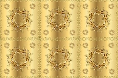 Düz elle çizilmiş klasik koleksiyon. Arkaplan, kumaş, altın duvar kağıdı. Kahverengi, bej ve sarı renklerdeki altın desenli altın elementler. Altın.