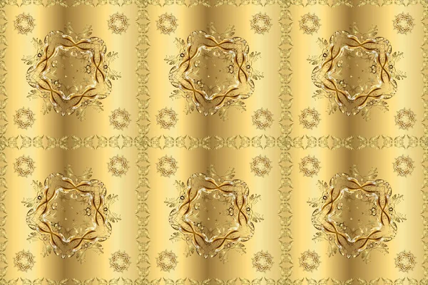 Flat Hand Drawn Vintage Collection Backdrop Fabric Gold Wallpaper Golden — Stock Photo, Image