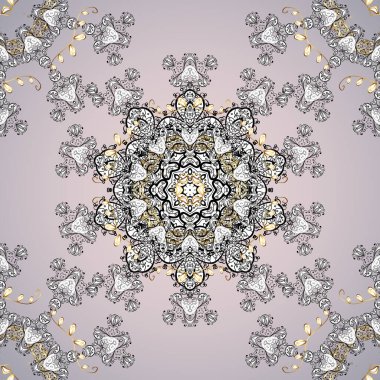 Beyaz, nötr ve gri renklerde desenler. Etnik doğu tarzında dekoratif desen. Tasarım, kına, Mehndi ve dövme için kusursuz vintage elementler.