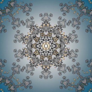 Zarif, Rococo tarzında narin. Vektör. Duvar kağıtları ve ambalaj için güzel bir desen. Beyaz, mavi ve nötr renklerde desenler. Eski renkli desenler. Barok biçiminde kusursuz desen.