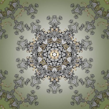 Tarafsız, bej ve beyaz süslemeli, çiçeksiz desenli. Vektör. Kumaş ve tekstil için harika, duvar kağıdı, ambalaj ya da her istenen fikir için. Geleneksel, etnik, Türk, Hint motifleri. Eski.