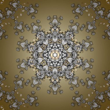 Beyazlı bej renkli bir resim. Vektör şirin, kusursuz desen arkaplanı. Klasik lüks, eski moda İspanyol süsü, duvar kağıtları, tekstil ve ambalaj için kraliyet Victoria dönemi dikişsiz dokusu. Vektör