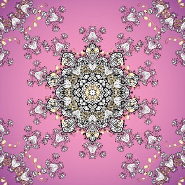 Beyaz, pembe ve mor renkli elementler. Kusursuz. Tasarım için tekstil, kağıt, duvar kağıdı. - Sanat. Doğulu tarzı. Çiçekli, dikişsiz desen.