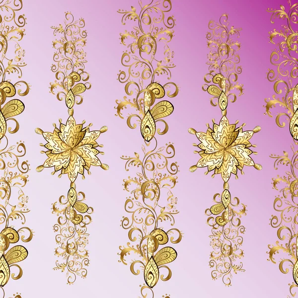 Gouden Bloemen Naadloos Patroon Gouden Bloemen Ornament Barokke Stijl Damast — Stockfoto