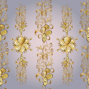 Geleneksel oryantasyon süsü. Altın elementlerle renklendirilmiş kusursuz desen. Klasik, kusursuz, kusursuz bir vektör. Klasik vintage arkaplan.