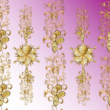 Şık bir grafik desen. Duvar kâğıdı barok, İspanyol kumaşı. Renklerde altın elementler. Kusursuz vektör arkaplanı. Çiçek deseni.