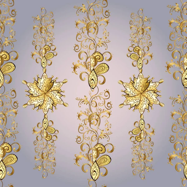 Традиционный Восточный Орнамент Бесшовный Узор Цветах Золотыми Элементами Классический Векторный — стоковый вектор