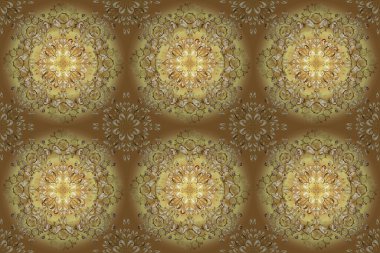 Kusursuz soyut bir arkaplan. Oriental raster klasik sarı, bej, kahverengi ve altın desenli. raster illüstrasyonu.