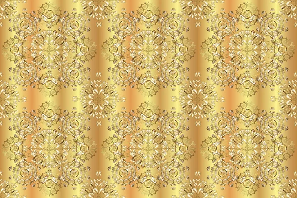 Απρόσκοπτη Μοτίβο Χρυσά Στοιχεία Κλασσική Λουλουδάτη Υφή Βασιλικό Ρετρό Κίτρινα — Φωτογραφία Αρχείου