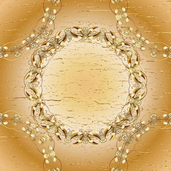 Bezproblémový Zlatý Vzor Zlatá Květinová Ozdoba Brokátový Textil Skleněný Vzor — Stock fotografie