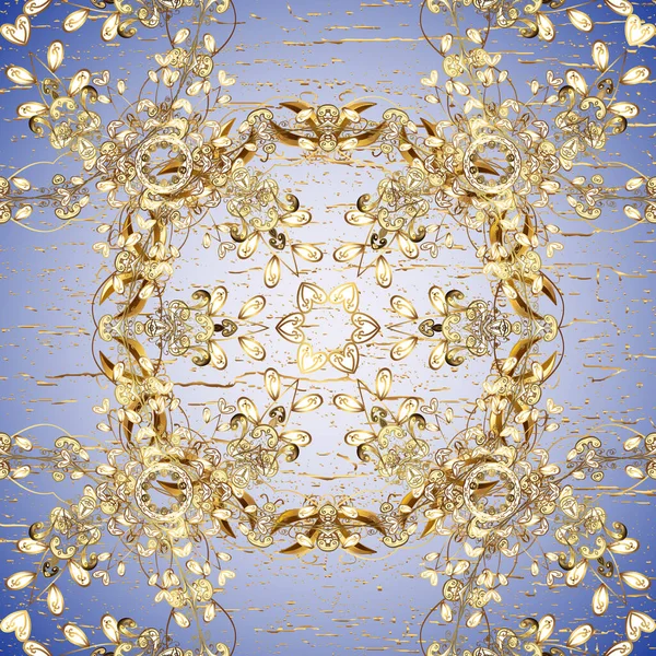 Gouden Naadloos Patroon Naadloze Gouden Textuur Krullen Gouden Elementen Oosterse — Stockfoto