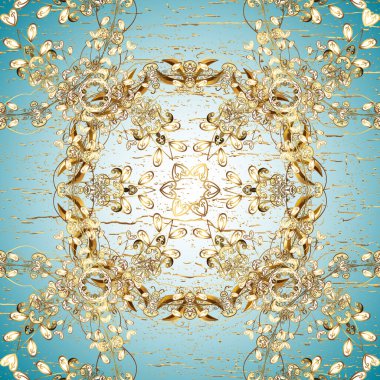 Kusursuz çiçek deseni. Duvar kâğıdı barok, İspanyol kumaşı. Kusursuz bir geçmişi var. Mavi, nötr ve bej renkler üzerinde grafiksel modern kusursuz desen.