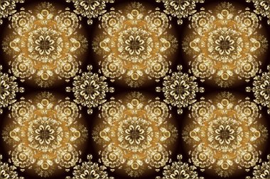 Kusursuz desenli oryantal süs. Raster Altın Tekstil baskısı. İslam tasarımı. Çiçek kiremitleri. Altın elementlerle renklerde altın desen.