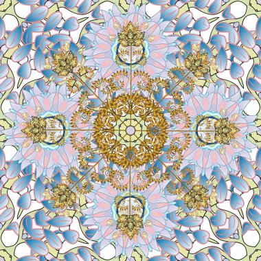 Soyut süs eşyasıyla kusursuz desen. Vektör süslemeleri, arka plan. Mandalas ile kusursuz desen.