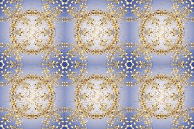 Altın pürüzsüz desen. Kusursuz altın desenli bukleler. Doğu tarzı arabesk tarzında altın elementler. Mavi, nötr ve bej renklerde pürüzsüz desen.
