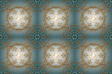 Kusursuz klasik Raster altın deseni. Geleneksel oryantasyon süsü. Klasik klasik klasik arka plan. Altın desenli mavi, nötr ve bej rengi altın elementlerle.