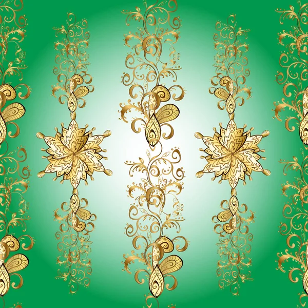 Απρόσκοπτη Μοτίβο Πράσινα Ουδέτερα Και Καφέ Χρώματα Χρυσά Στοιχεία Κλασικό — Φωτογραφία Αρχείου