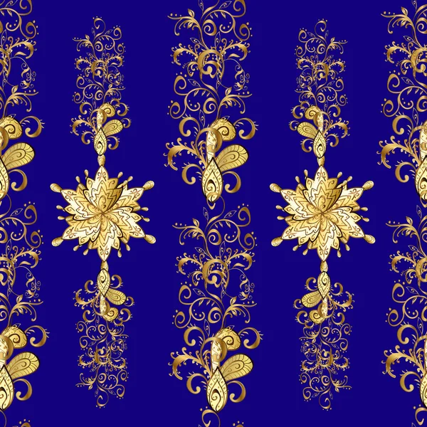 Elegantes Klassisches Muster Blaues Braunes Und Gelbes Und Goldenes Muster — Stockfoto