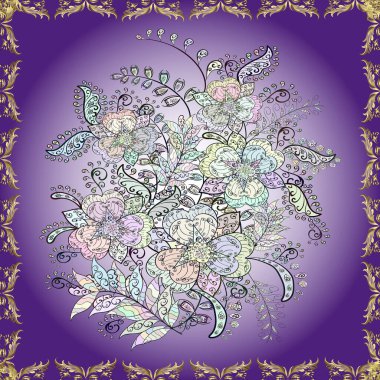 Küçük çiçekte şirin bir desen. Motley illüstrasyonu. Küçük renkli çiçekler. Çiçekli bahar çiçekleri. Moda baskıları için zarif bir şablon.