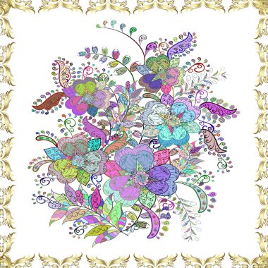 Çiçekli, suluboya desenli kusursuz çiçek deseni. Süslü kumaş deseni. Desen.