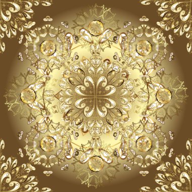 Çiçekler bej, kahverengi ve nötr renklerde. Düz Çiçek Elementleri Tasarımı. Kusursuz çiçek deseni yerleştirildi. Renkli Yaz Temalı Kusursuz Arkaplan.