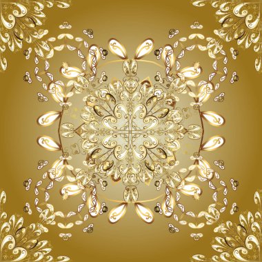 Çiçeksiz desenlerin resmi. Sarı, kahverengi ve bej renkli vadilerin çiçekleri.