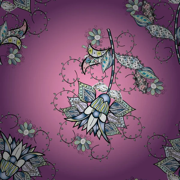 Flat Flower Elements Design Seamless Floral Pattern Vector Illustration Colour — Stock Vector
