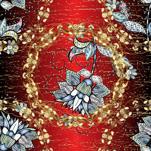 Απρόσκοπτη Μοτίβο Φαντασία Λουλούδια Φυσική Ταπετσαρία Floral Διακόσμηση Μπούκλα Εικονογράφηση — Φωτογραφία Αρχείου