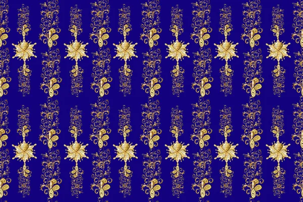 Элегантный Классический Узор Синий Коричневый Желтый Золотой Узор Бесшовный Абстрактный — стоковое фото