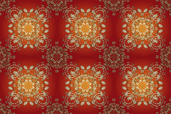 Bloemen Rode Beige Oranje Kleuren Kleur Voorjaar Thema Naadloos Patroon — Stockfoto