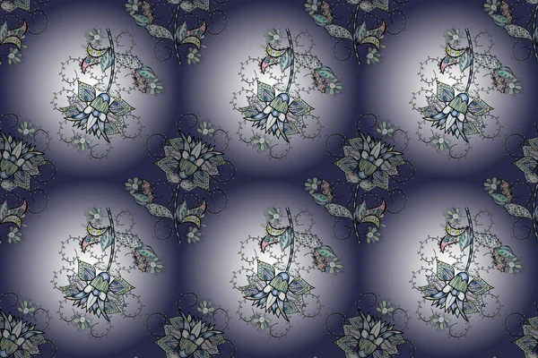 Florales Handgezeichnetes Nahtloses Muster Moderne Blühen Grau Neutral Und Violett — Stockfoto