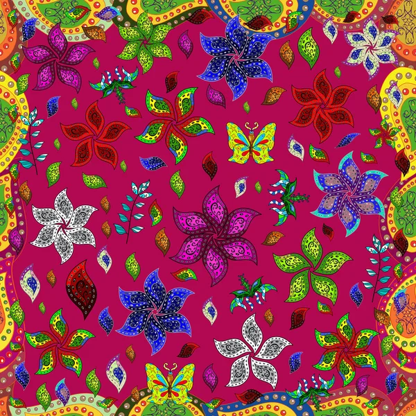 Симпатичный Бесшовный Рисунок Плоский Цветочный Дизайн Цветочный Фон Печать Симпатичная — стоковое фото