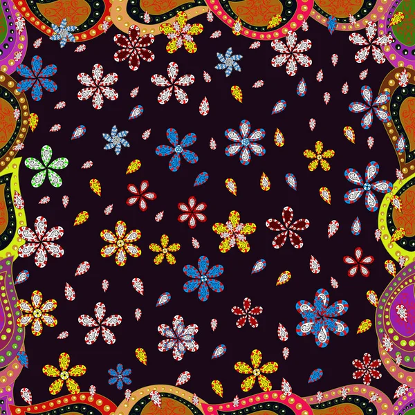 Floral Nahtlose Muster Hintergrund Mit Strichen Und Spritzern Sommerblumen Vektorillustration — Stockvektor