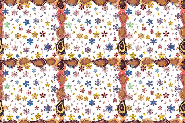 Flache Blume Elemente Design Farbe Sommer Theme Nahtlose Muster Hintergrund — Stockfoto
