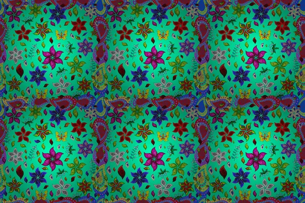 Farbe Frühling Theme Nahtlose Muster Hintergrund Illustration Zentangle Abstrakte Blumen — Stockfoto