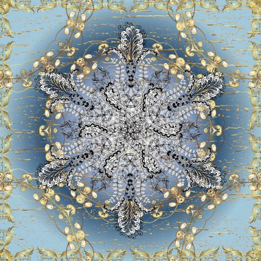 Barok tarzında kusursuz. Klasik bir tarz. Tekstil ve hatıra defteri için güzel bir desen. Rococo tarzında zarif, zarif bir süs. Mavi, beyaz ve nötr renklerde desenler. Vektör çizimi.