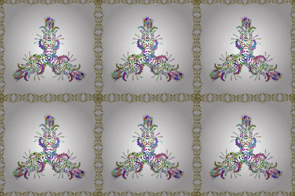 Colour Summer Theme Seamless Pattern Background Flat Flower Elements Design — Stock Photo, Image