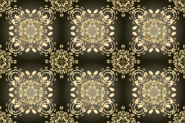 Дамаське Золото Абстрактний Квітковий Безшовний Візерунок Сірих Зелених Коричневих Кольорах — стокове фото