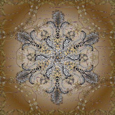 Kusursuz desen. Turuncu, bej ve beyaz renkli resimler. Flourish etiketleri. Kumaş, Tekstil, Baskı ve Davetiye için arka plan. Vektör kaligrafi girdaplar, kabartmalar, dekoratif motifler ve parşömenler.